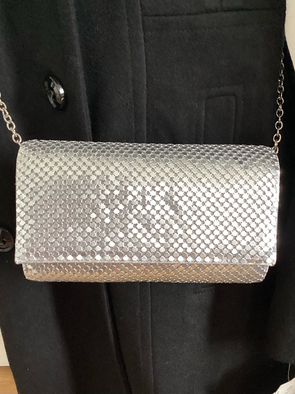 Silver Metal Mesh Evening Clutch with Chain Strap EUC